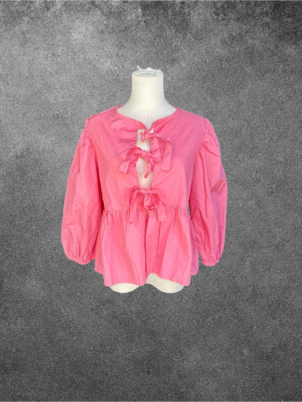 Pink Tie-Front Peasant Blouse - Women Tops